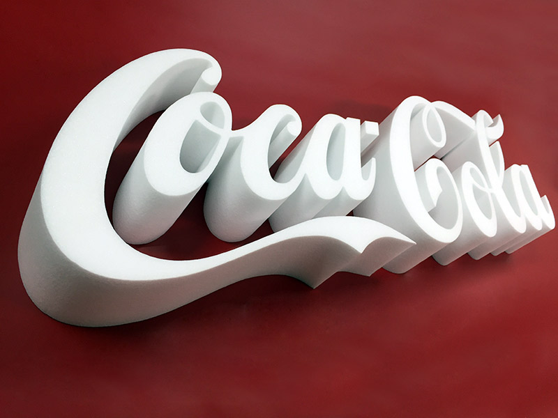 Coca-Cola Logo aus weißem XPS